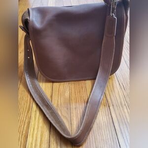 Rare Coach Flap  Brown Leather Satchel Shoulder Unisex Bag